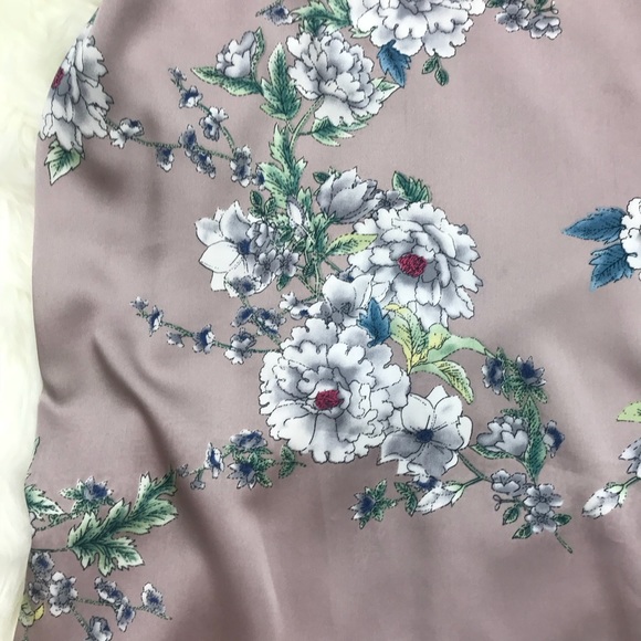 {Astr The Label} Mauve Satin Floral Wrap Dress - Picture 3 of 8